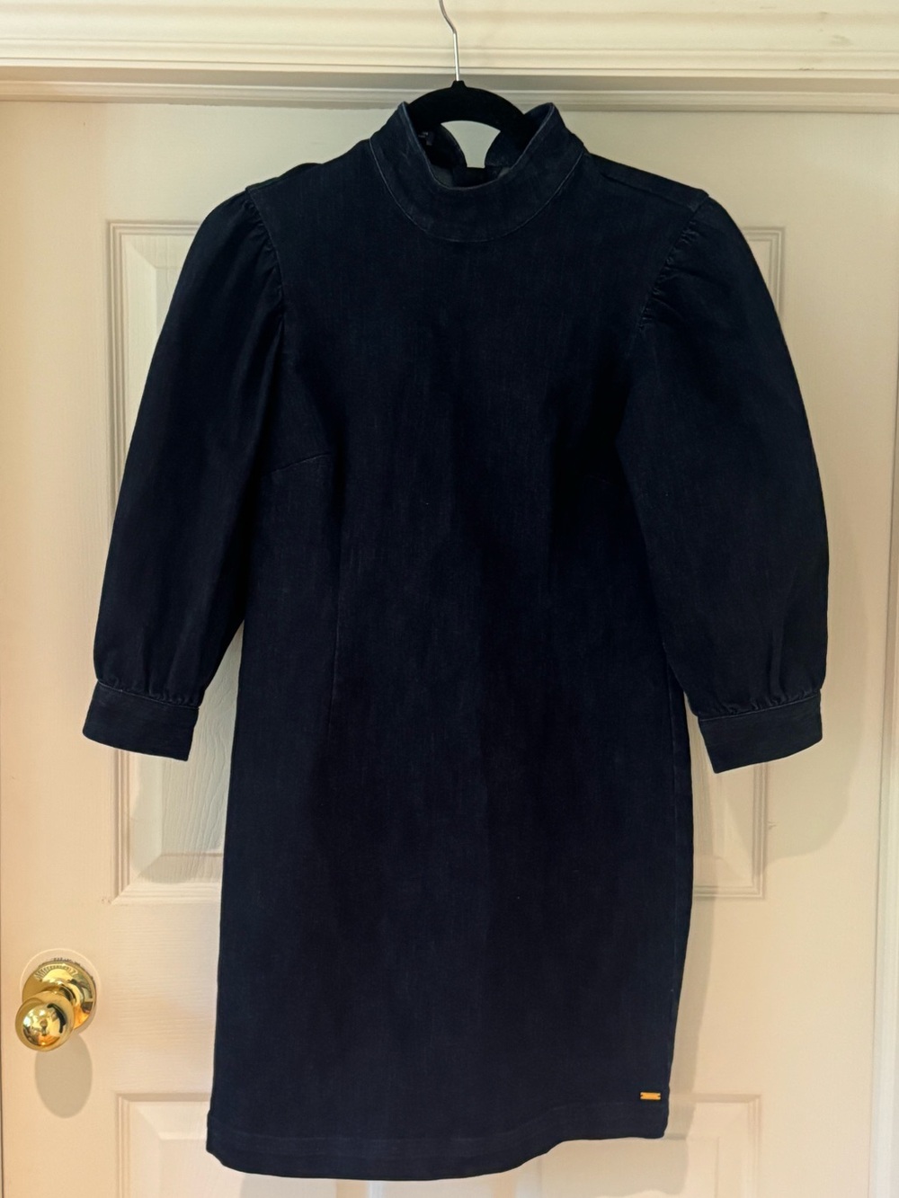 Scotch & Soda Women’s Puff Sleeve High Neck Collar Denim Dress